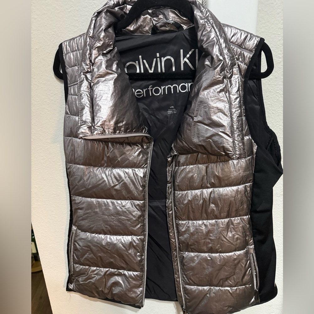 Calvin Klein Metallic Silver Puffer Vest
